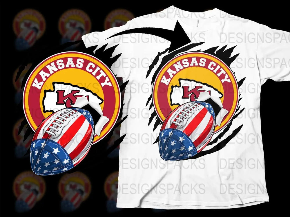 Patriotic Football Kansas City Chiefs Team Png Digital Download