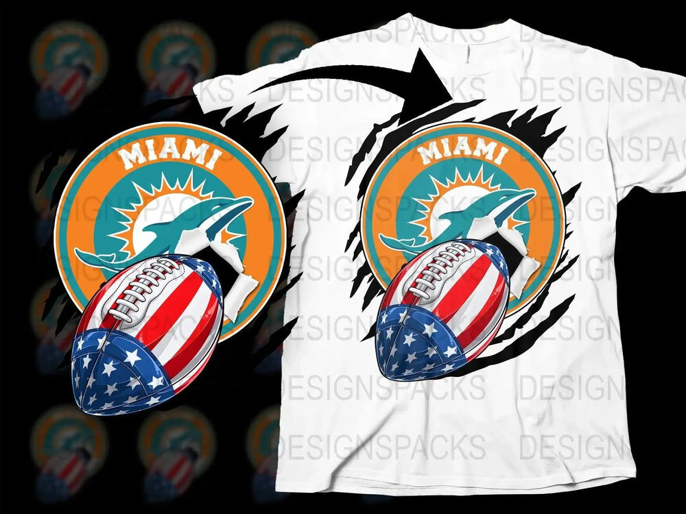 Patriotic Football Miami Dolphins Team Png Digital Download