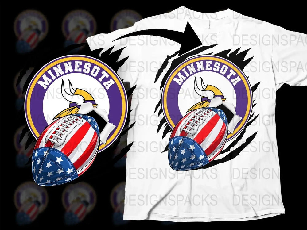 Patriotic Football Minnesota Vikings Team Png Digital Download