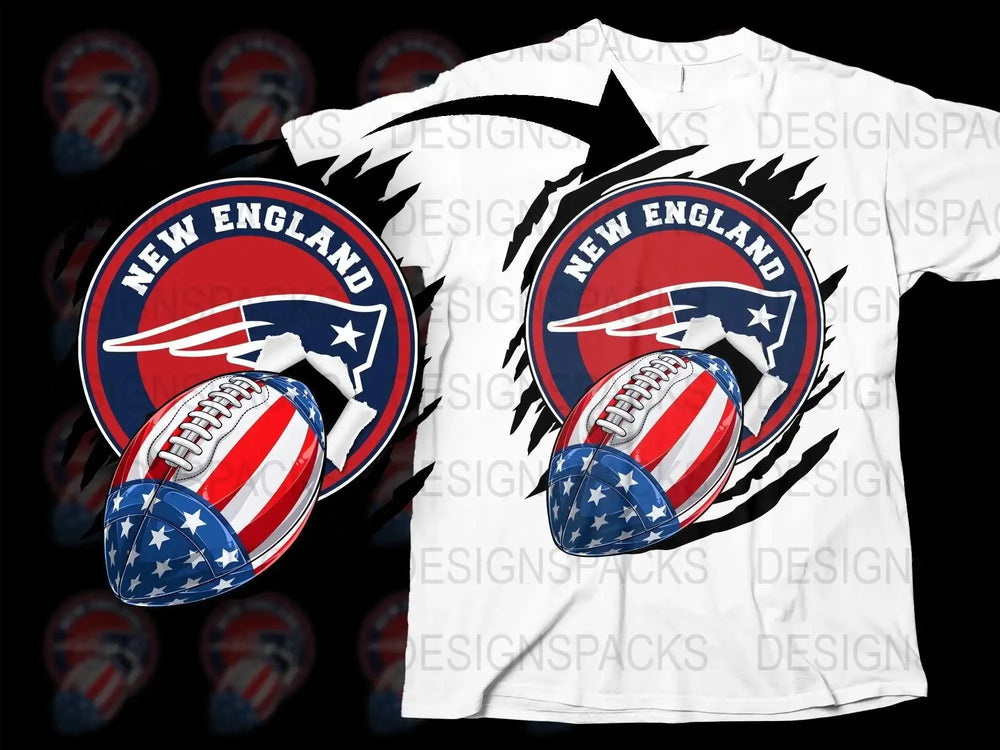 Patriotic Football New England Patriots Team Png Digital Download