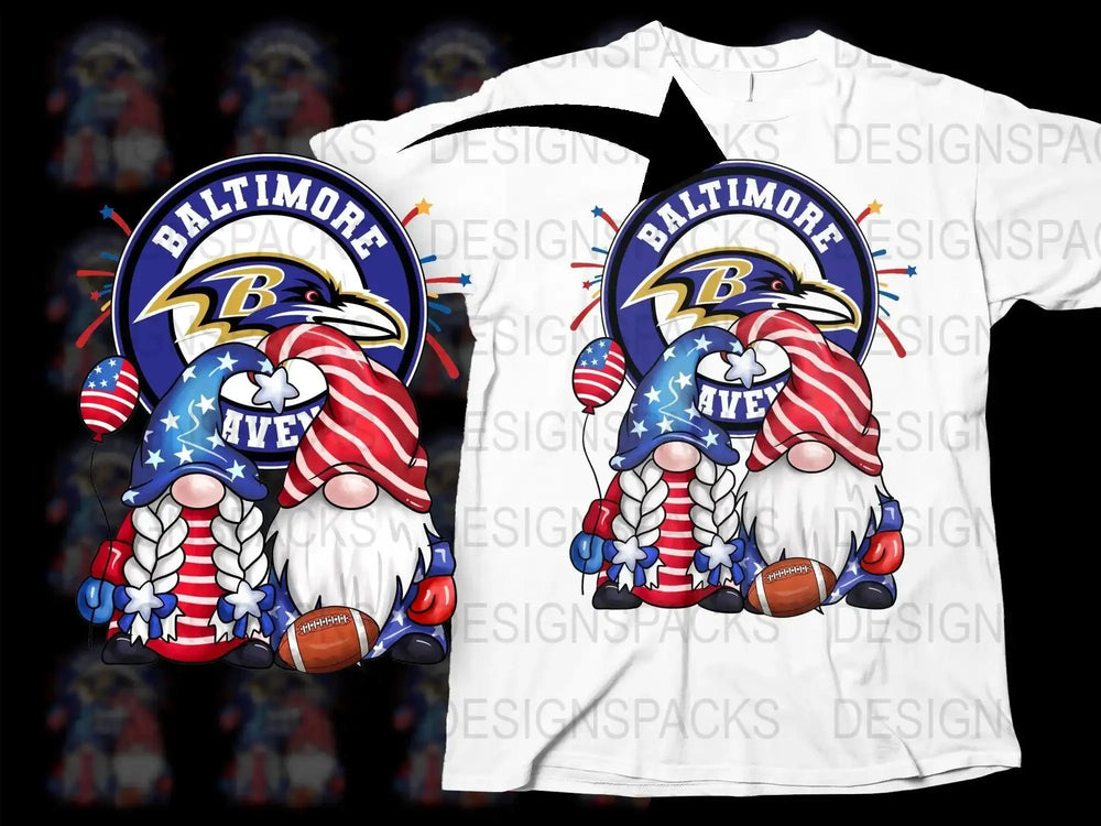 Patriotic Gnome Football Baltimore Ravens Team Png Digital Download