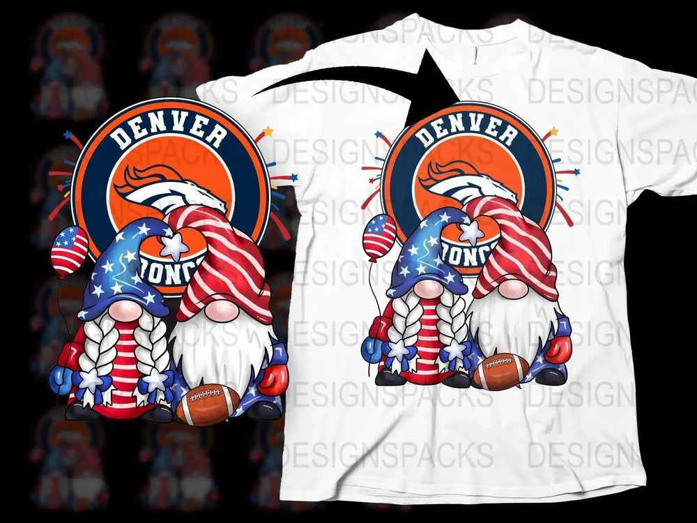 Patriotic Gnome Football broncos Team Png Digital Download