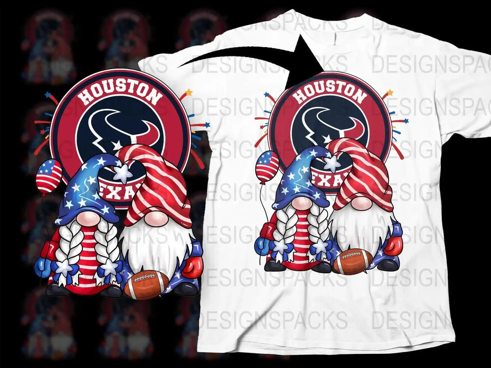 Patriotic Gnome Football Houston Texans Team Png Digital Download