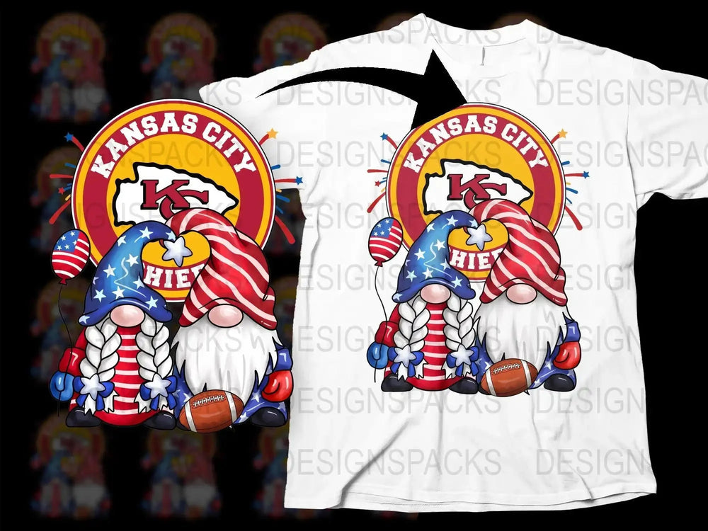 Patriotic Gnome Football Kansas City Chiefs Team Png Digital Download