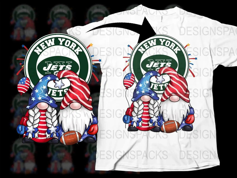 Patriotic Gnome Football New York Jets Team Png Digital Download