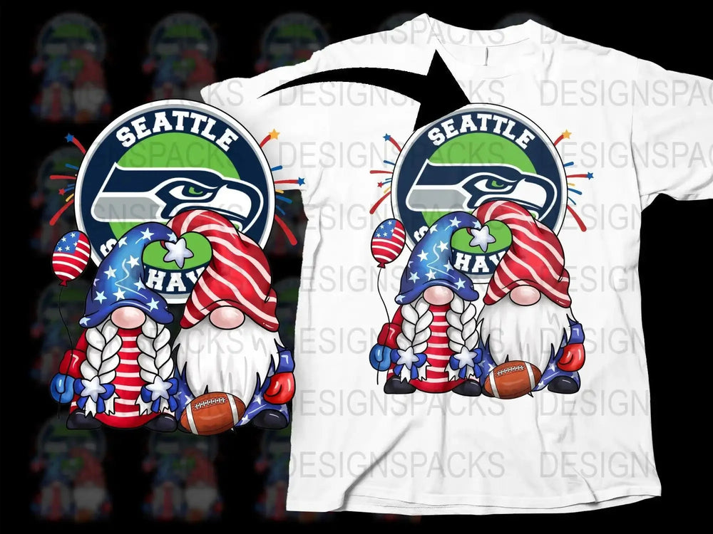 Patriotic Gnome Football Seattle Seahawks Team Png Digital Download