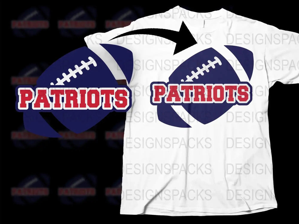 Patriots Football T-Shirt, Sports Fan Apparel, White and Navy Blue Graphic Tee, Casual Wear