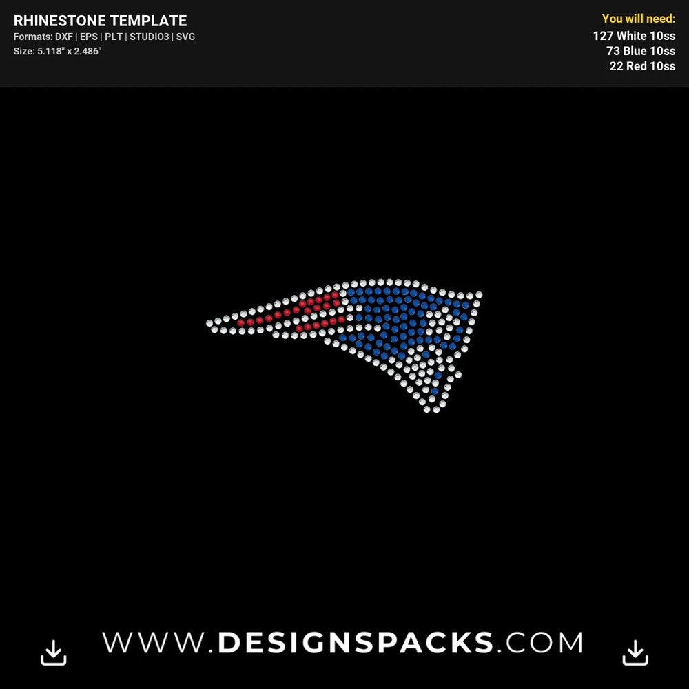 Patriots Logo For Fueled By Haters Rhinestone Digital Template