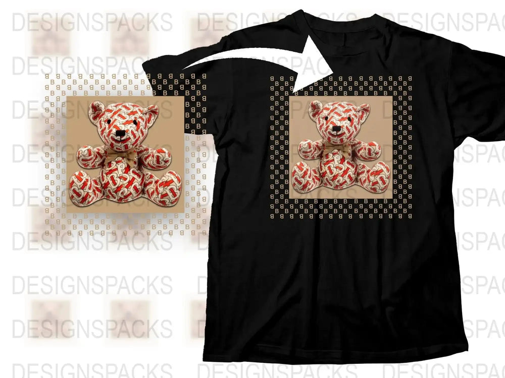 Patterned Bear Design Children's Graphic Png Digital Download