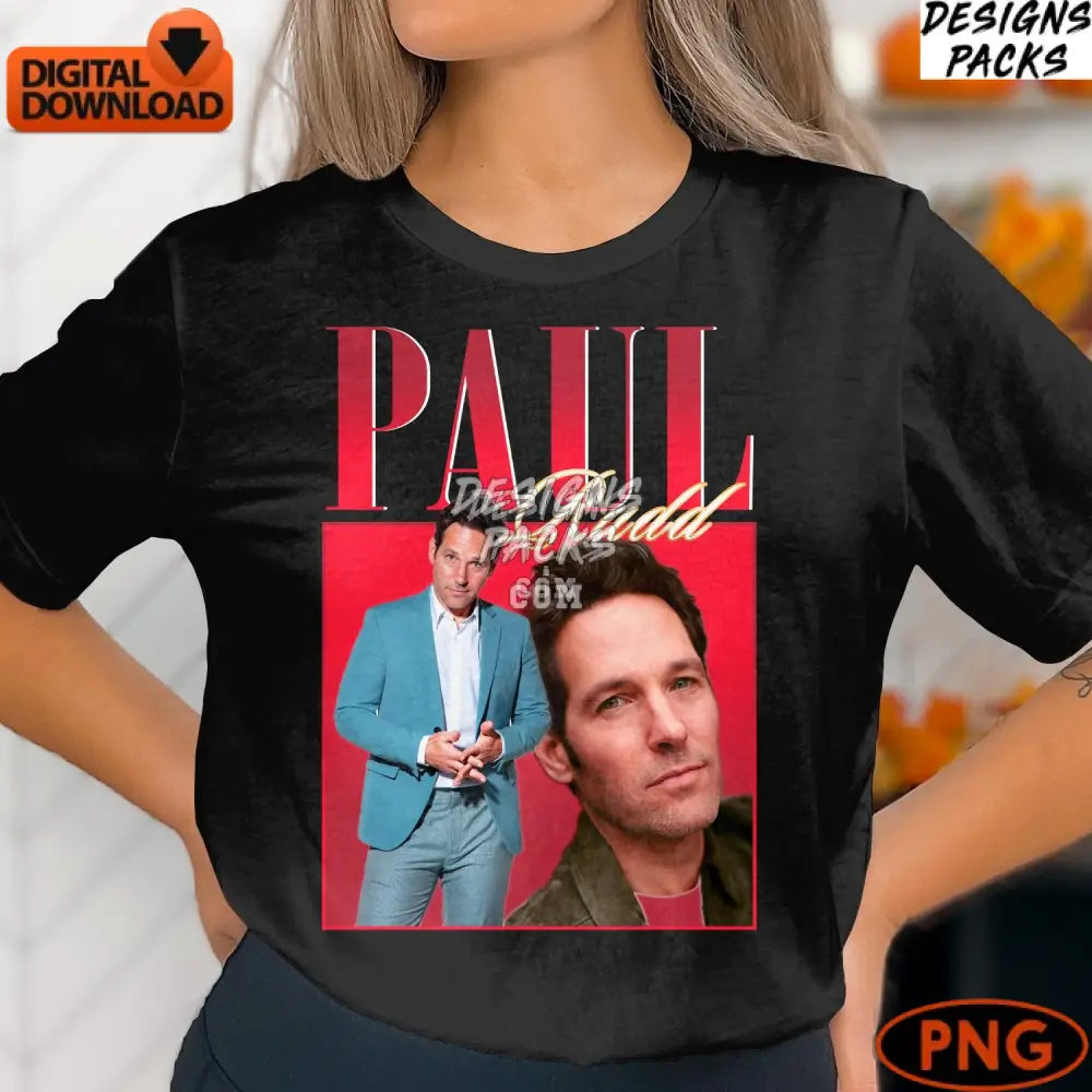 Paul Rudd Digital Artwork Celebrity Portrait Printable High-Quality Png Download