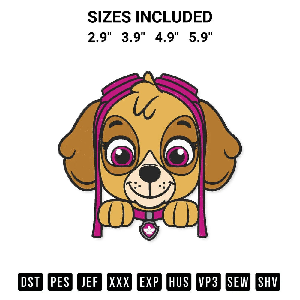 Paw Patrol Skye Head Embroidery Design