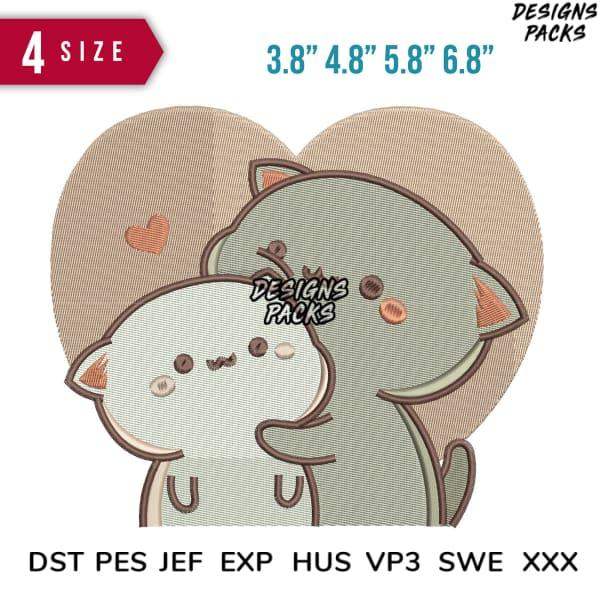 Cute cat embroidery design in 4 sizes, print-ready DTF/DTG & embroidery formats for instant download.