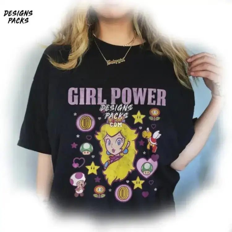 Peach Super Mario Bros Retro Game Princess Girl Power Png Design