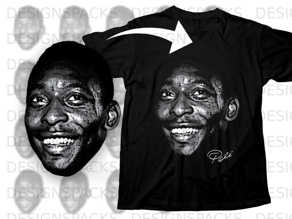 Pelé Autographed Graphic T-Shirt Black Color Apparel