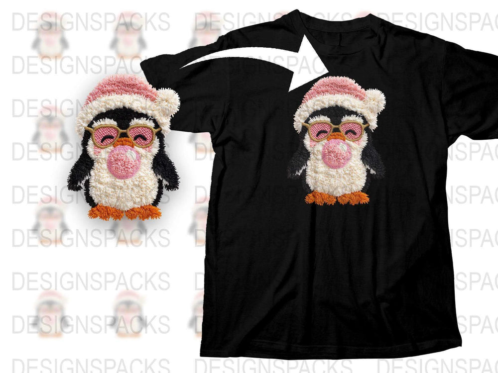 Cute Penguin Face T-Shirt, Funny Animal Graphic Tee, Black Cotton Shirt, Unisex Adult Clothing