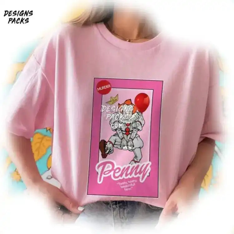 Pennywise Horror Halloween Retro Pink Doll Png Design