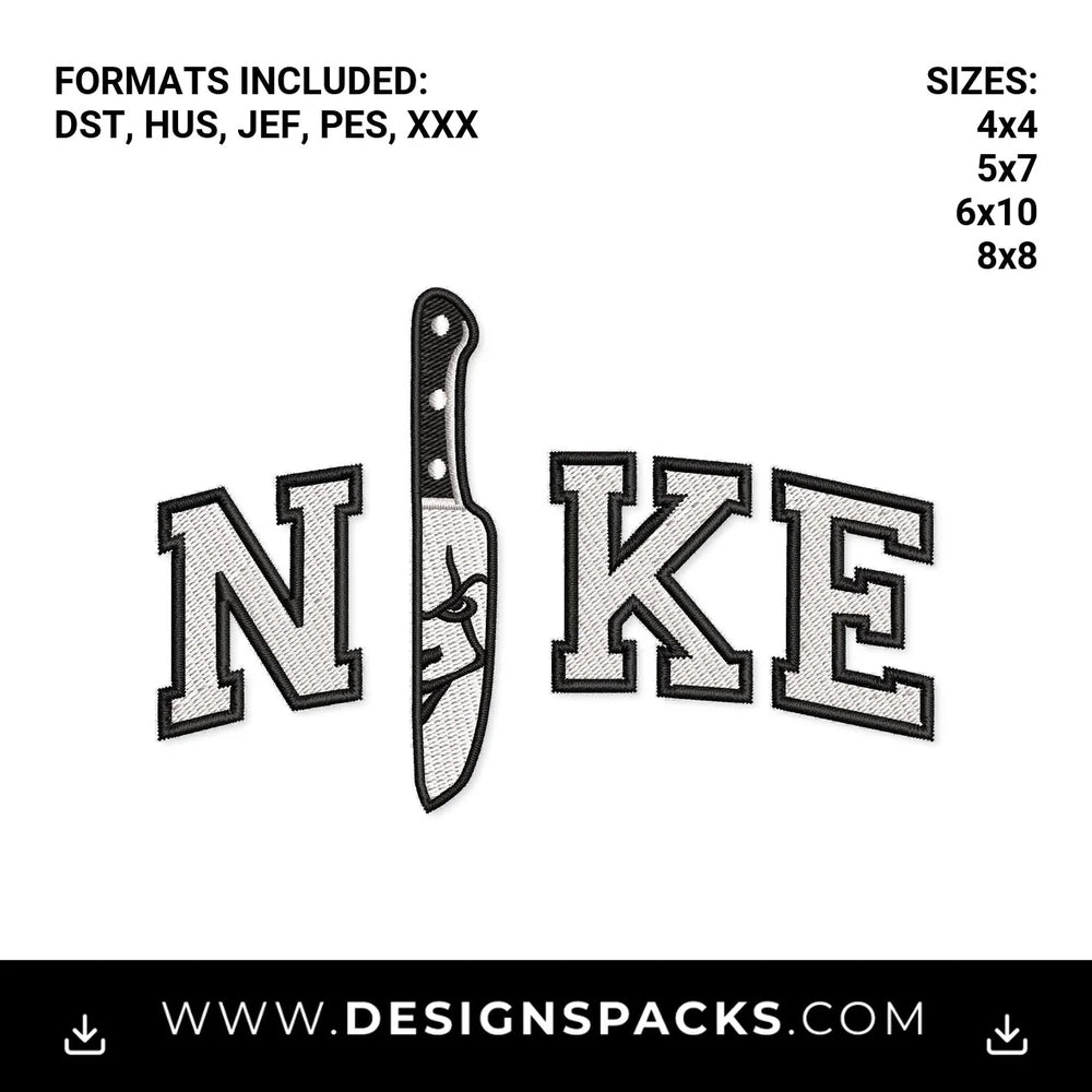 Pennywise Horror Knife Nike Logo Embroidery Design - Instant digital download pattern at Designspacks.com