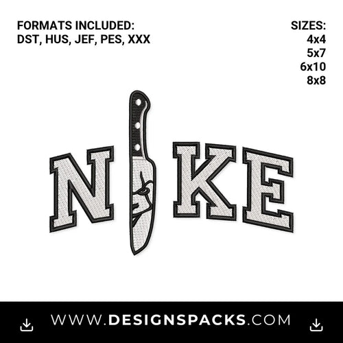 Pennywise Horror Knife Nike Logo Embroidery Design - Instant digital download pattern at Designspacks.com