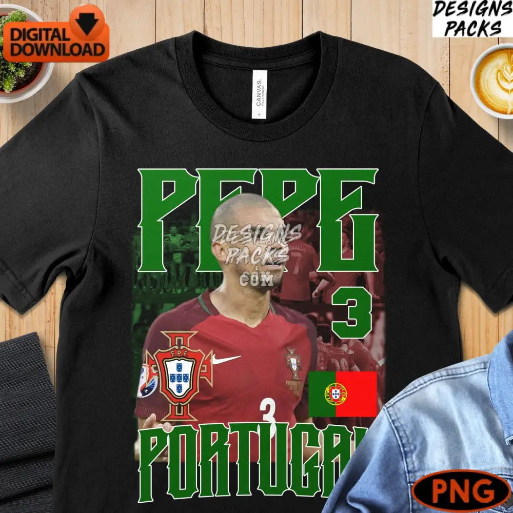 Pepe Portugal Soccer Player Digital Art Instant Download Sports