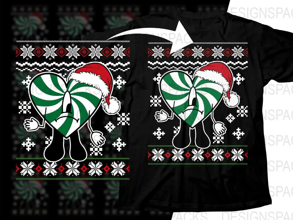 Peppermint Butler Christmas Heart Santa Hat Png Digital Download