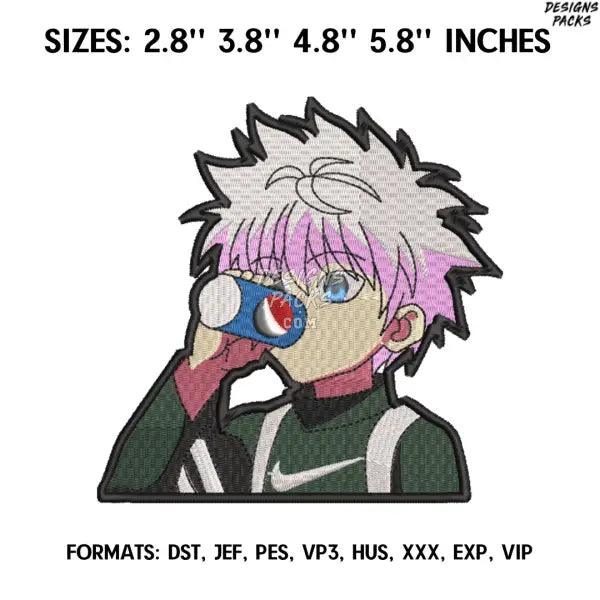 Pepsi Killua Embroidery Design File, Hunter x Hunter Anime Embroidery Design, Machine  Design Pes Dst, Anime Pes Brother