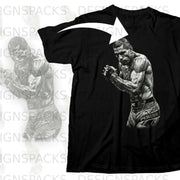 Black t-shirt with a grayscale illustration of UFC fighter Alex Pereira.