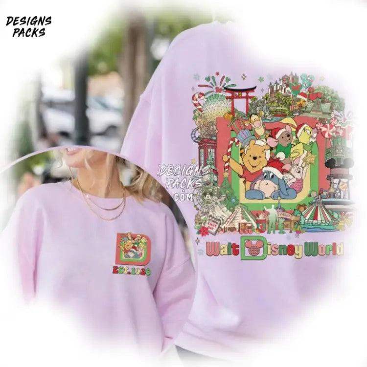 Personalized Family Holiday Trip Cartoon Christmas Pooh And Friends Png Design