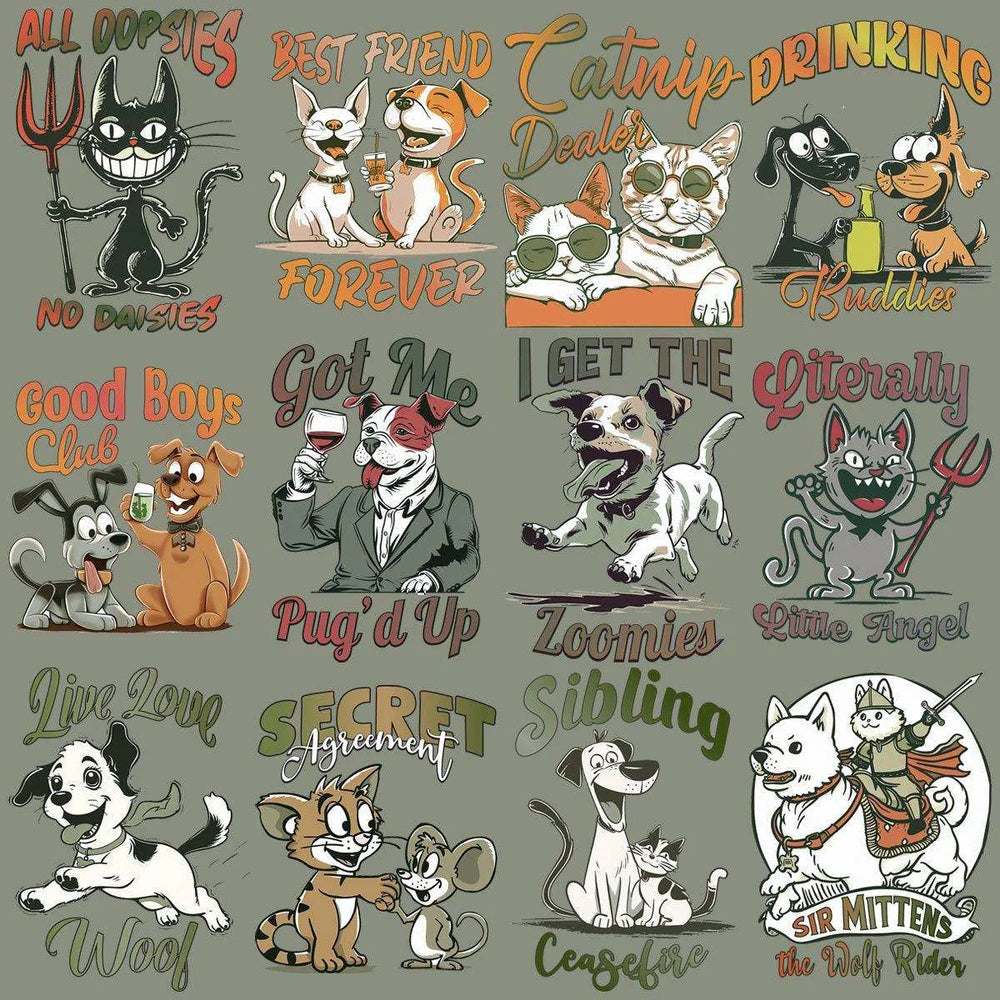 15 Pets Shenanigans Designs Bundle PNG
