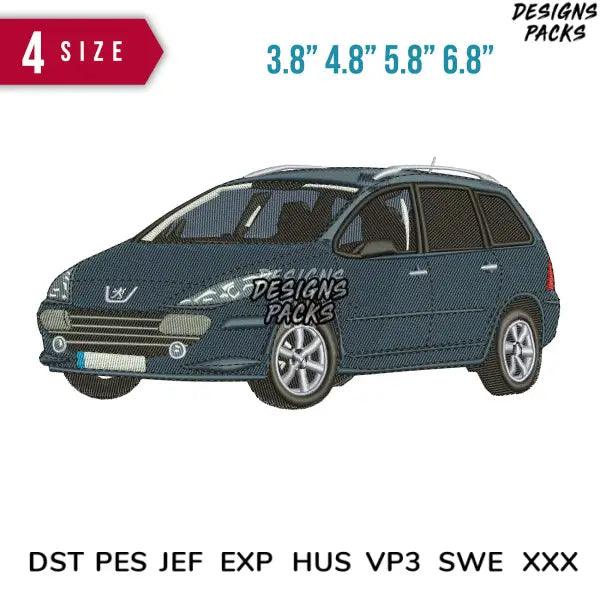 Peugeot 307 blue Embroidery Design  3.8" 4.8" 5.8" 6.8"