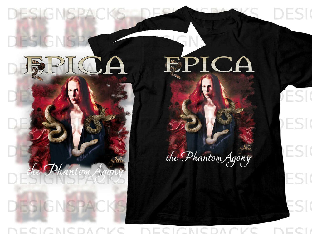 Black t-shirt featuring EPICA logo and album art "the Phantom Agony."
