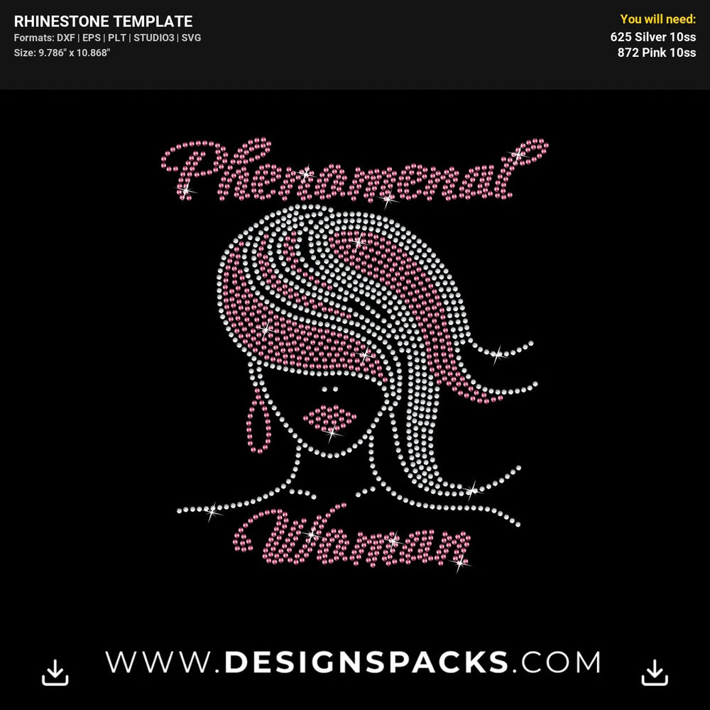 Phenomenal Woman Face Rhinestone Digital Template