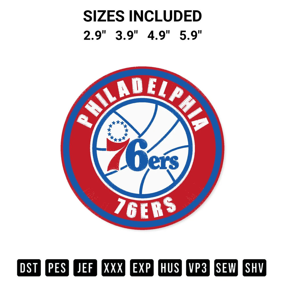 Philadelphia 76Ers Circle Logo Embroidery Design
