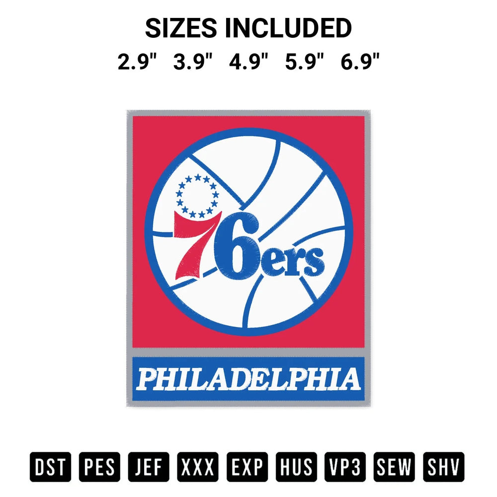 Philadelphia 76Ers Nba Basketball Embroidery Design