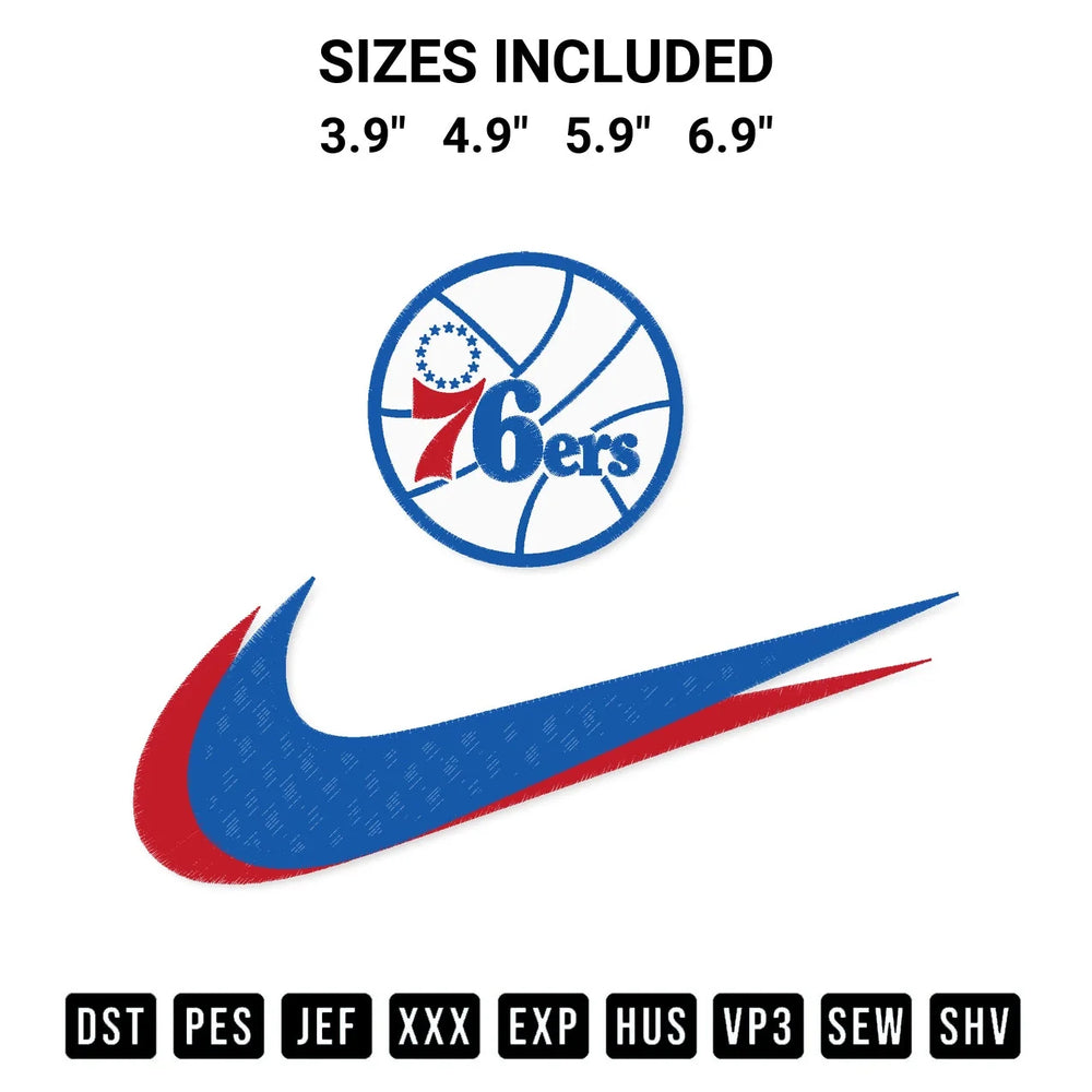 Philadelphia 76Ers Swoosh Embroidery Design