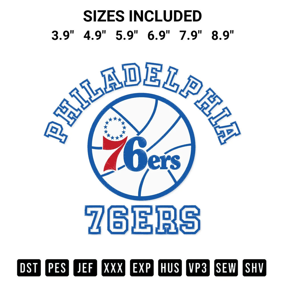 Philadelphia 76Ers Team Embroidery Design
