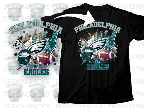 Philadelphia Eagles Themed T-Shirt, Vintage Football Design, Retro Sports Fan Apparel, Unisex Black Tee