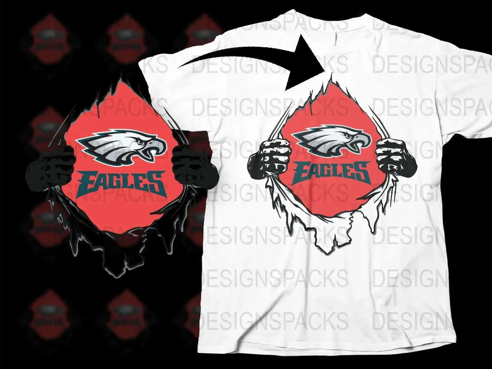 Philadelphia Eagles Inspired T-Shirt, Bold Eagle Logo, Football Fan Apparel, Unisex Sports Tee, Red and White Colors