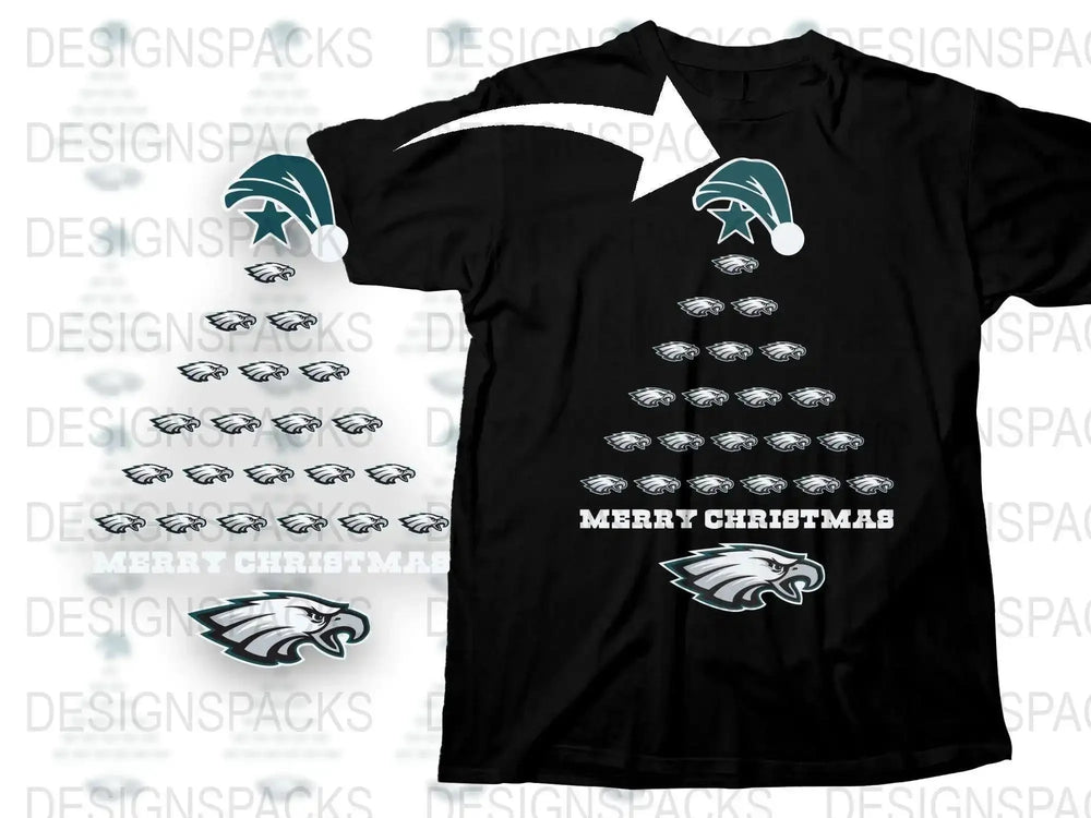 Philadelphia Eagles Christmas T-Shirt, Holiday Sports Fan Gift, Festive Football Tee, Winter Apparel