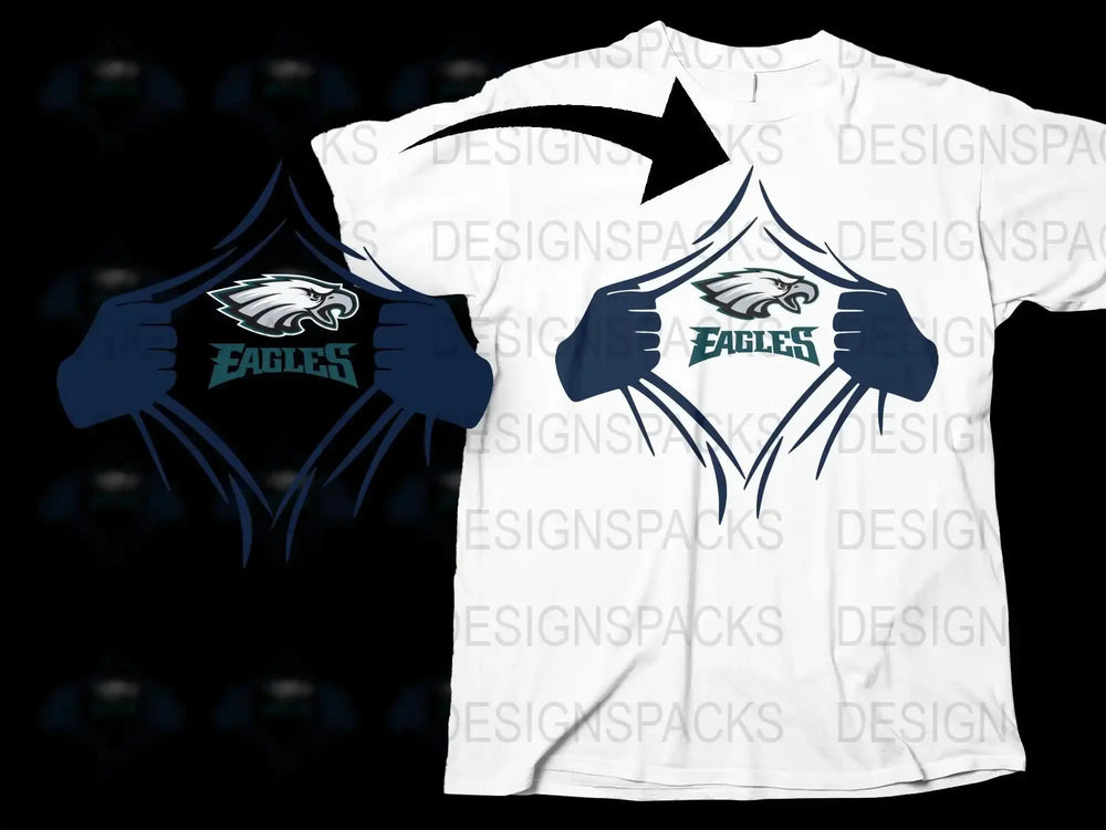 Philadelphia Eagles Inspired T-Shirt, White and Black Sports Fan Apparel, Football Team Graphic Tee