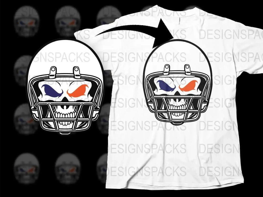 White Graphic T-Shirt with Colorful Skull Helmet Design, Unisex Sports Style Tee
