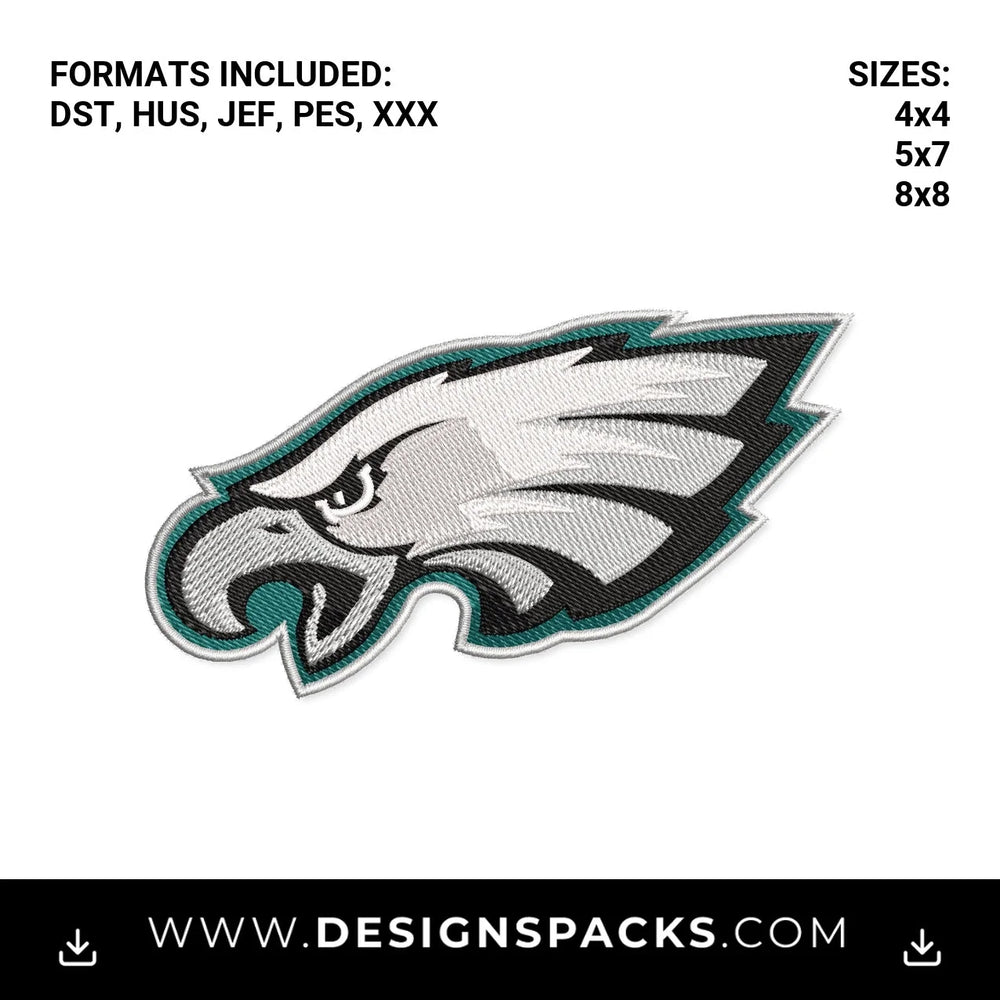 Philadelphia Eagles Team Logo Embroidery Design - Instant digital download pattern at Designspacks.com