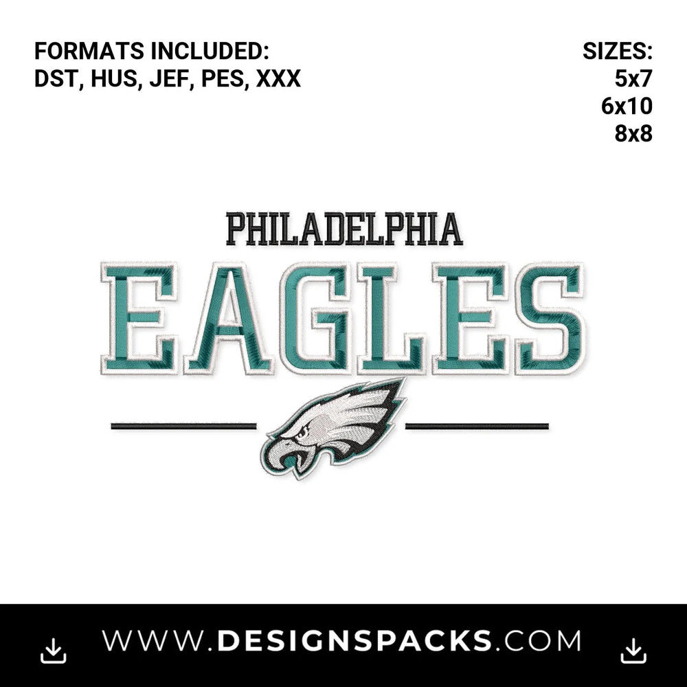 Philadelphia Eagles Varsity Football Logo Embroidery Design - Instant digital download pattern at Designspacks.com