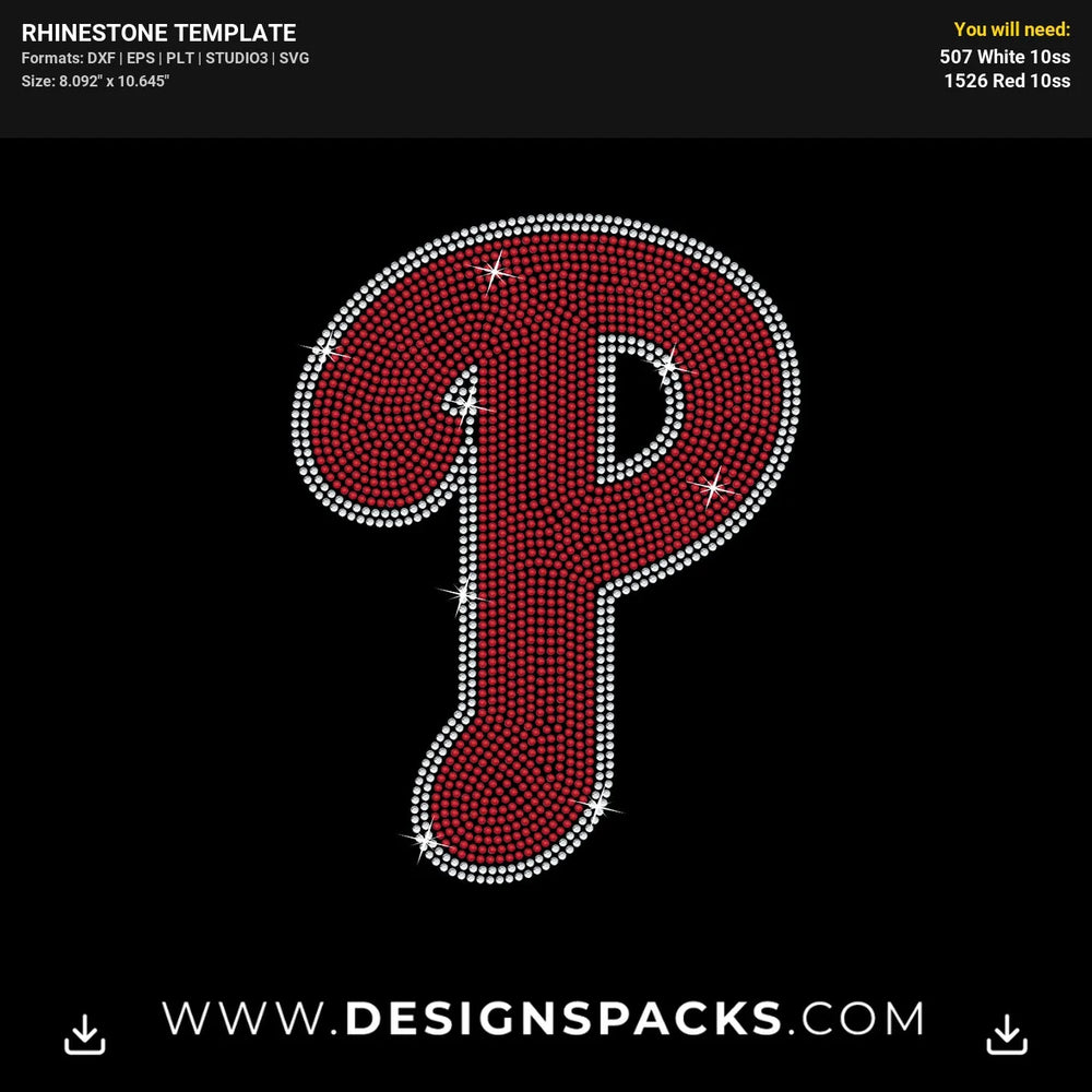 Philadelphia Phillies P Big Logo Rhinestone Digital Template