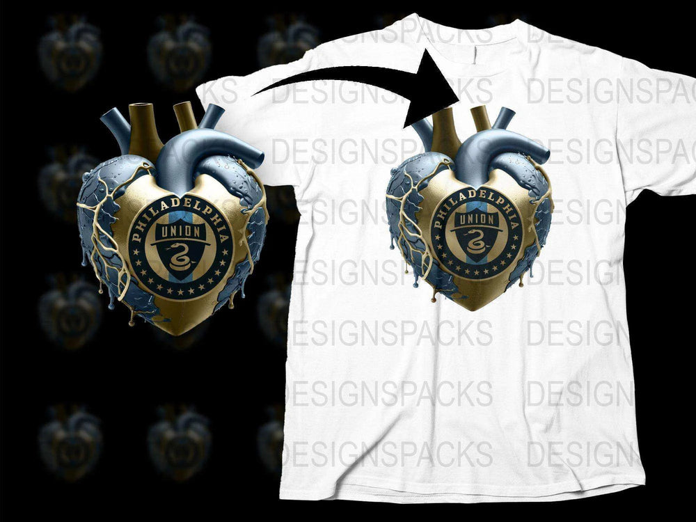 Philadelphia Union Graphic Design Heart Png Digital Download