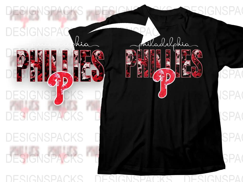 Philadelphia Phillies T-Shirt, Red Logo Design, Sports Fan Apparel, Unisex Black Tee
