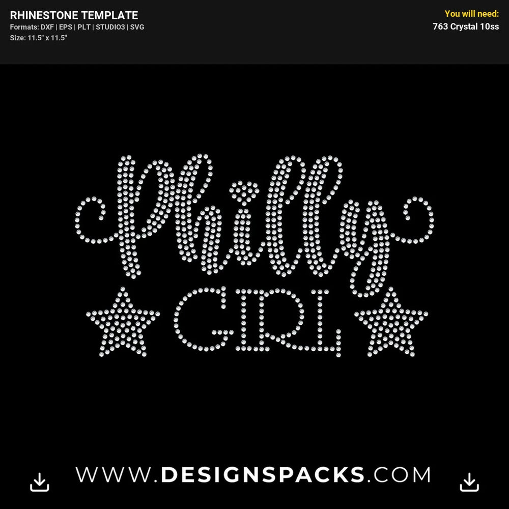 Philly Girl City Pride Rhinestone Digital Template