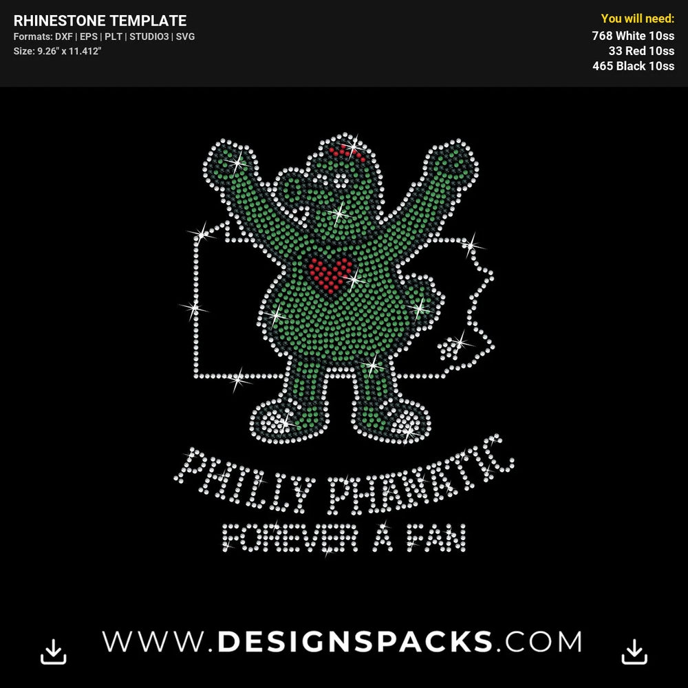 Philly Phanatic Mascot Rhinestone Digital Template