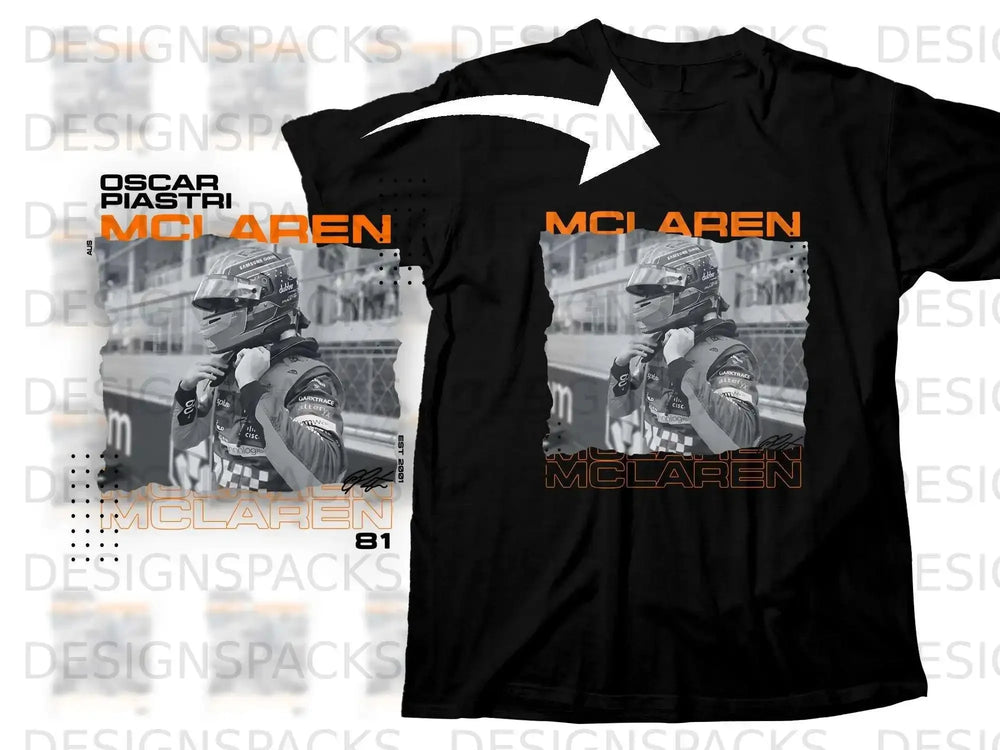 Oscar Piastri McLaren Formula 1 racing t-shirt with his name and car number 81.