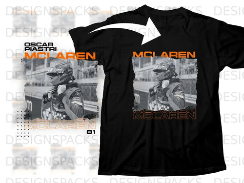 Oscar Piastri McLaren Formula 1 racing t-shirt with his name and car number 81.