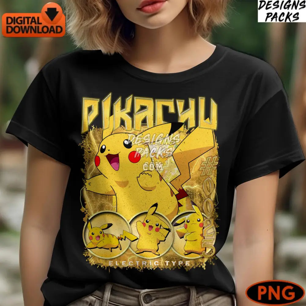 Pikachu Fan Art Digital Download High-Resolution Png Electric Type Pokemon Illustration